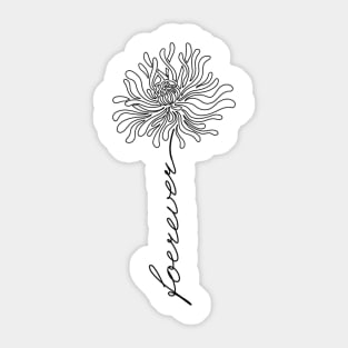 Lotus Forever Black Flower with letter line art Sticker